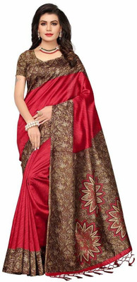Samai Printed Bollywood Art Silk Saree(Red)