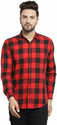 REHAN Men Checkered Casual Red, Black Shirt