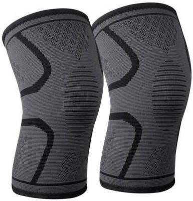 Leosportz (1pair) of Sports Pain Relief knee sleeve knee cap knee guard Knee Support(Grey, Black)