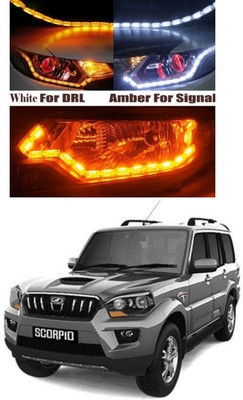 PRTEK LED Car Strip Crystal Style DRL Daytime Running Turn Signal Moving Indicators Light for 111 Fog Lamp Car LED for Mahindra (12 V, 12 W)(Scorpio, Pack of 2)