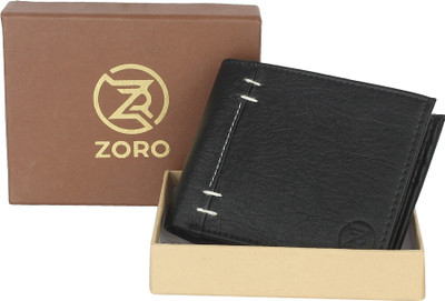 ZORO Men Black Artificial Leather Wallet(12 Card Slots)
