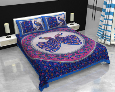 Fabista Cotton Queen Flat 800 TC Printed Bedsheet(Pack of 1, Multicolor)