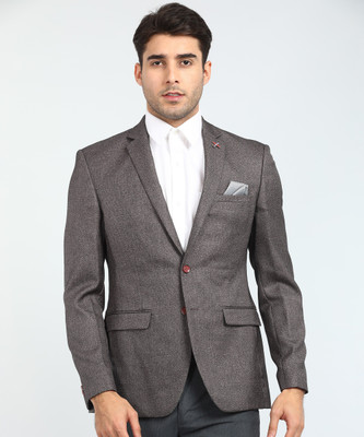 PARK AVENUE Self Design Single Breasted Formal Men Blazer(Grey)