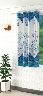 Flipkart SmartBuy 150 cm (5 ft) Polyester Semi Transparent Window Curtain Single Curtain(Printed, Blue)