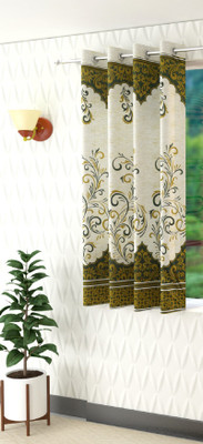 Panipat Textile Hub 153 cm (5 ft) Polyester Semi Transparent Window Curtain Single Curtain(Printed, Green)