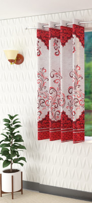 Panipat Textile Hub 153 cm (5 ft) Polyester Semi Transparent Window Curtain Single Curtain(Printed, Maroon)