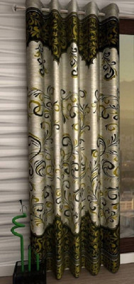 Panipat Textile Hub 214 cm (7 ft) Polyester Semi Transparent Door Curtain Single Curtain(Printed, Green)