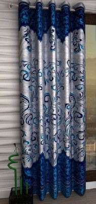 Panipat Textile Hub 214 cm (7 ft) Polyester Semi Transparent Door Curtain Single Curtain(Printed, Blue)