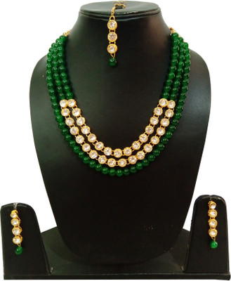 Chrishan Alloy Gold-plated Green, White Jewellery Set(Pack of 1)