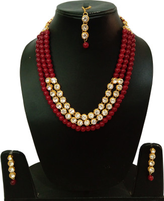 Chrishan Alloy Gold-plated Maroon, Gold, White Jewellery Set(Pack of 1)