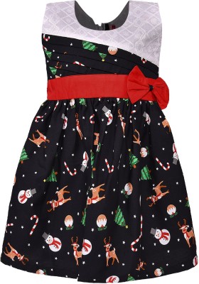 Wishkaro Girls Midi/Knee Length Casual Dress(Multicolor, Sleeveless)