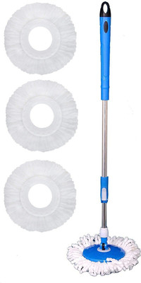 MIDRIB MOP STICK/ MOP ROD/360 DEGREE MOP ROD/ MOP STICK SET WITH 3 REFILL Mop Head and Rod(Blue 110 m)