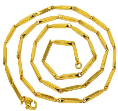 Shiv Jagdamba 2mm Thickness Gold Prism Wheat Link Stylish Fashion Unisex Boyfriend Gift Stainless Steel Chain
