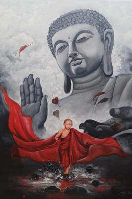 Lord Gautam Buddha Painting Poster Fully Waterproof Vinyl Sticker Print for Living Room,Bedroom,Office,Kids Room,Hall Fine Art Print(36 inch X 24 inch, Rolled)