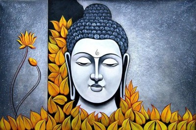 Lord Gautam Buddha Painting Poster Fully Waterproof Vinyl Sticker Print for Living Room,Bedroom,Office,Kids Room,Hall Fine Art Print(12 inch X 18 inch, Rolled)