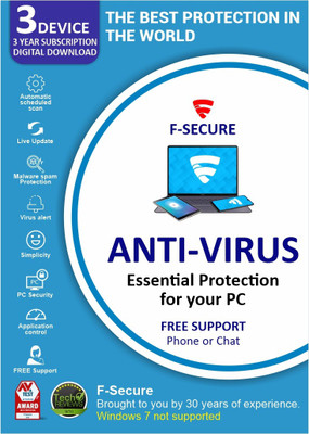F-Secure Anti-virus 3 User 3 Years(Voucher)