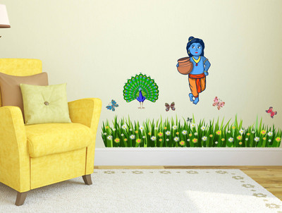 Littlebuds 90 cm Blue Krishna Removable Sticker(Pack of 1)