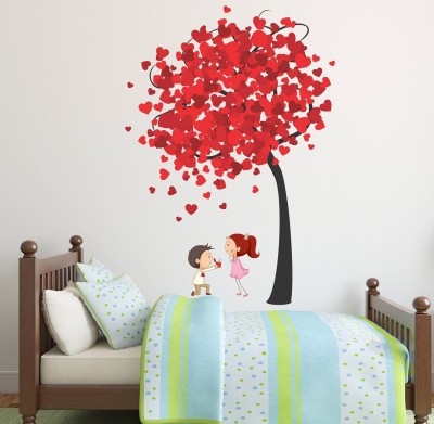 Littlebuds 80 cm Love Couple Tree Removable Sticker(Pack of 1)