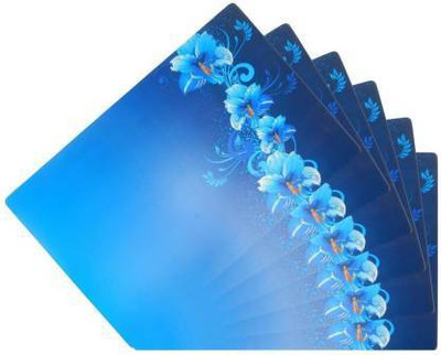 ZITIN Rectangular Pack of 6 Table Placemat(Blue, PVC)