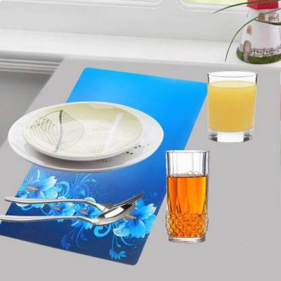 E-Retailer Rectangular Pack of 6 Table Placemat(Blue, PVC)