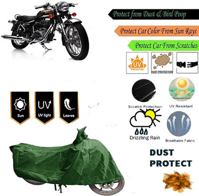 MotohunK Two Wheeler Cover for Royal Enfield(Green)