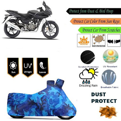MotohunK Two Wheeler Cover for Bajaj(Pulsar 220 DTS-i, Blue)