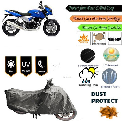 MotohunK Two Wheeler Cover for Bajaj(Pulsar 200 NS DTS-i, Grey)