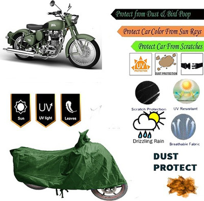 MotohunK Two Wheeler Cover for Royal Enfield(Green)