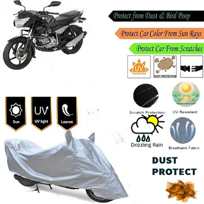 MotohunK Two Wheeler Cover for Bajaj(Pulsar 135 LS DTS-i, Silver)