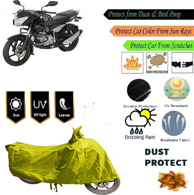 MotohunK Two Wheeler Cover for Bajaj(Pulsar 135 LS DTS-i, Yellow)