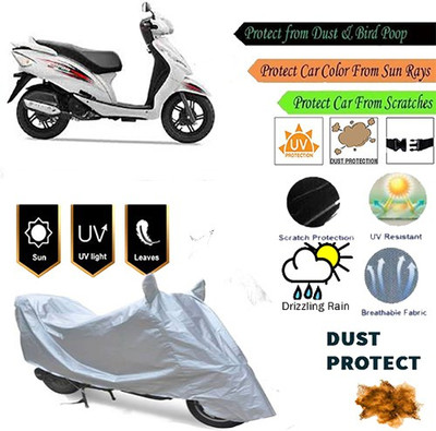 MotohunK Two Wheeler Cover for TVS(Wego, Silver)