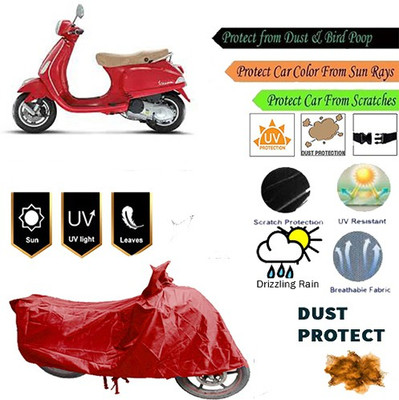 MotohunK Two Wheeler Cover for Universal For Bike(Vespa LX, Red)