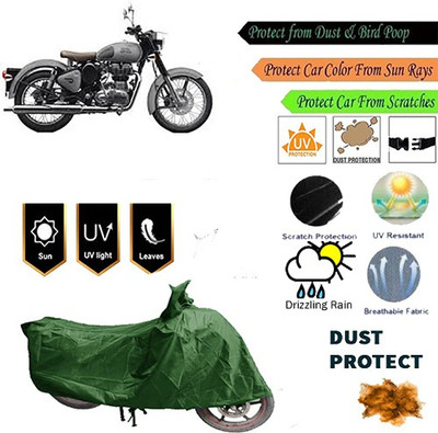 MotohunK Two Wheeler Cover for Royal Enfield(Green)