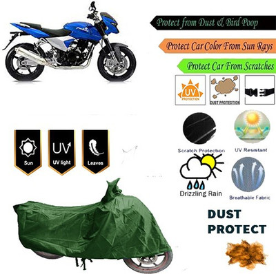 MotohunK Two Wheeler Cover for Bajaj(Pulsar 200 NS DTS-i, Green)
