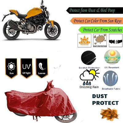 MotohunK Two Wheeler Cover for Ducati(Monster 82, Maroon)