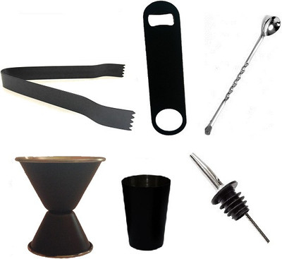Dynore Set of 6 black bar accessories 6 - Piece Bar Set(Stainless Steel)