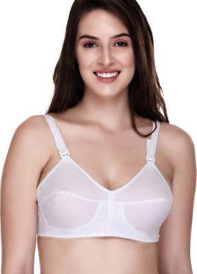 SONA by BEE-HEART Organic Cotton Strap Non-Stretchable Bra Women Full Coverage Non Padded Bra(White)