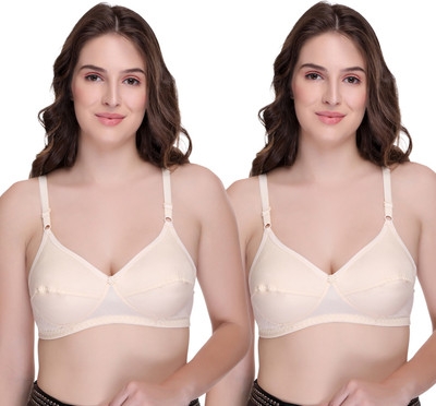 SONA Women's C-108 Non Padded Wirefree Full Coverage Everyday Cotton Bra Women Everyday Non Padded Bra(Beige, Beige)