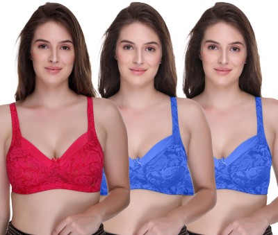 SONA BW-SL008 Women Full Coverage Non Padded Bra(Pink, Blue, Blue)