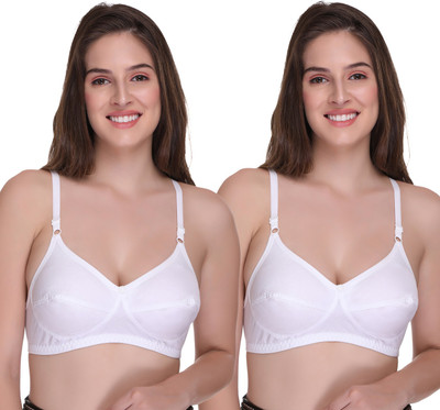 SONA Women's C-108 Non Padded Wirefree Full Coverage Everyday Cotton Bra Women Everyday Non Padded Bra(White, White)