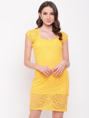 MAYRA Women Shift Yellow Dress