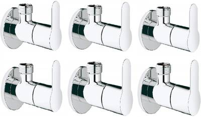 Prestige PACK OF 6 Angle Valve EVA Brass Chrome Plated/Angle Cock For Bathoom/Bathroom Taps/Angle Valve Stop Cock/Angle Valve For Geyser And Wash Basin Connection - Set of 6 Angle Cock Faucet