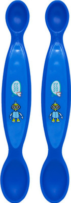 Buddsbuddy Premium BPA Free Baby Dual End Spoon 2 pcs  - SIlicone(Blue)