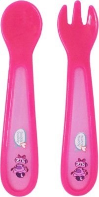 Buddsbuddy Premium BPA Free Baby Fork & Spoon set 2pcs  - Silicone(Pink)