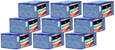 KUBER INDUSTRIES Saree Cover Designer Laheriya Design 9 Piece Non Woven Fabric Saree Cover Set with Transparent Window, Extra Large, Blue-CTKTC31930 CTKTC031930(Blue)