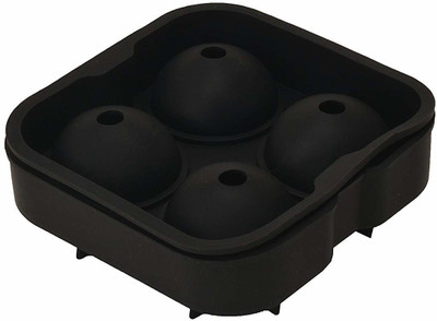 Swadhin Flexible Silicone Spherical 4 Round Ball Ice Cube Tray Maker Mold With Lid Perfect Ice Spheres For Whiskey Lovers Black Plastic Ice Ball Tray(Pack of1)