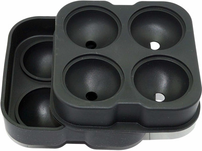 Harvic Ice Cube Tray Maker Mold with Lid Perfect Ice Spheres Black Plastic Ice Ball Tray(Pack of1)