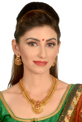 VATSALYA creation Alloy Gold-plated Pink Jewellery Set(Pack of 1)