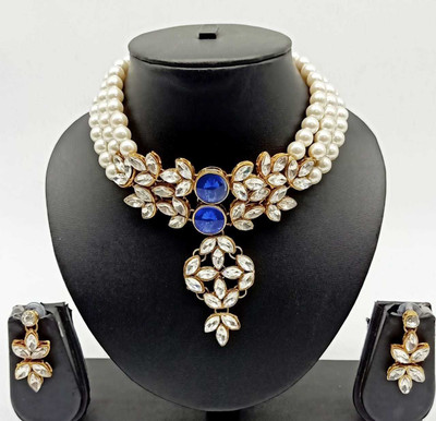 JewelShadi Alloy Gold-plated Blue Jewellery Set(Pack of 1)