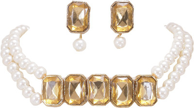 JewelShadi Alloy Gold-plated Gold Jewellery Set(Pack of 1)